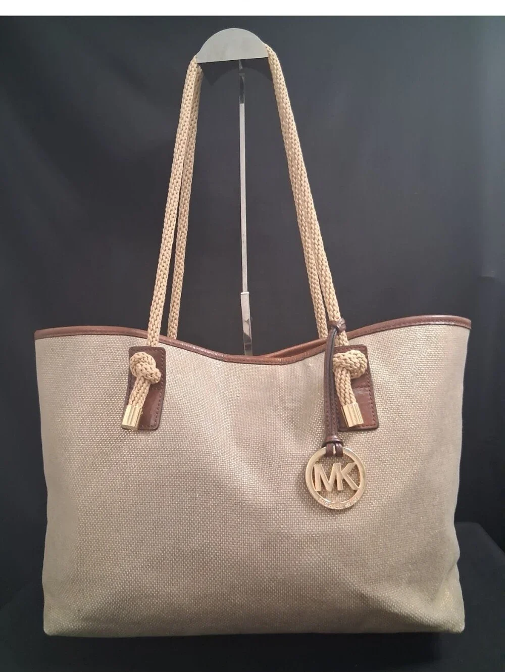Michael Kors Gold Metallic Marina Bag W Rope Handles